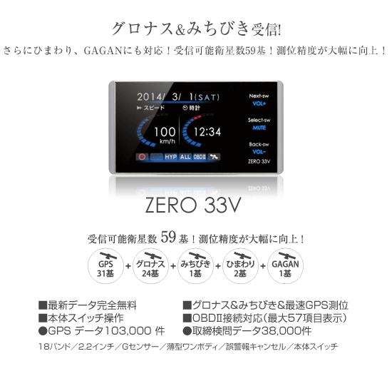 レーダー探知機 ZERO 33V | COMTEC 株式会社コムテック