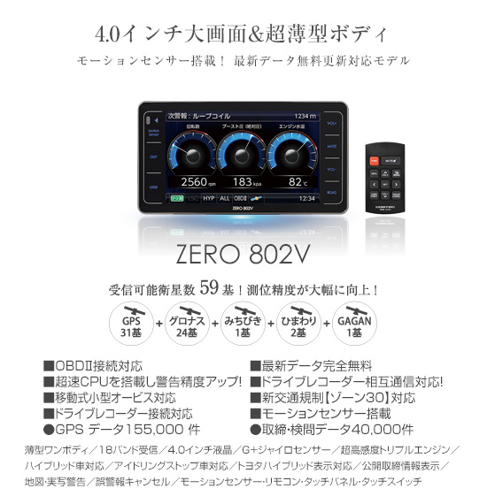 レーダー探知機 ZERO 802V | COMTEC 株式会社コムテック