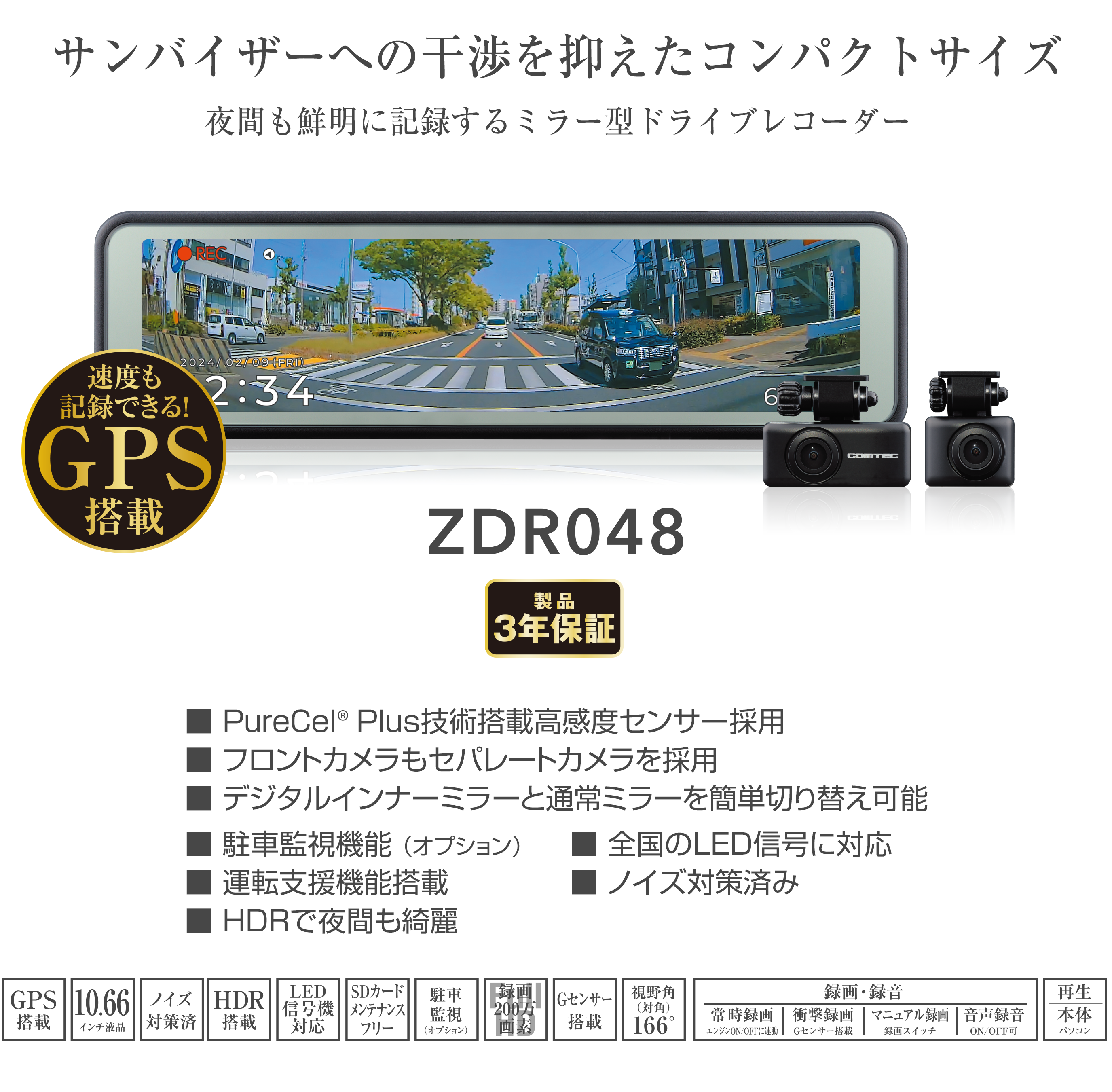 ドライブレコーダー ZDR048